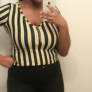 Striped Quarter zip top